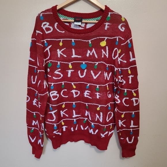 Stranger Things Light Up Alphabet Ugly Christmas Sweater - Picture 1 of 6